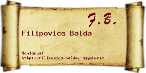 Filipovics Balda névjegykártya